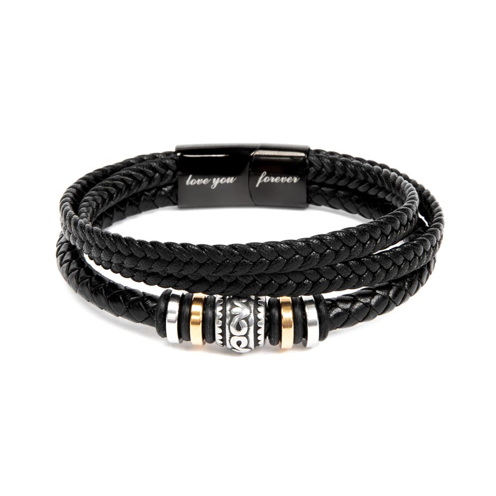 "Gift for Dad from Son. Thank You for your Love"  Men's "Love You Forever" Leather Bracelet - GLiMOT