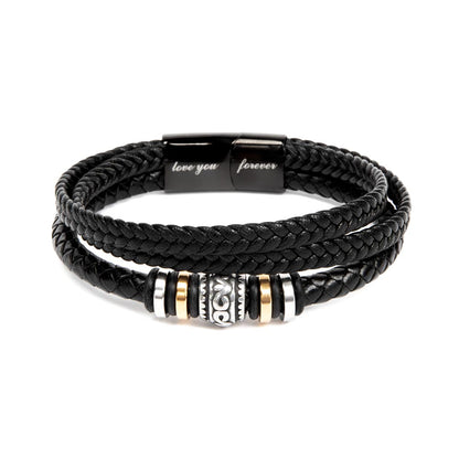 "Gift for Dad from Son. Thank You for your Love"  Men's "Love You Forever" Leather Bracelet - GLiMOT