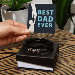 Gift for Dad from Son - "Best Dad Ever'  Men's "Love You Forever" Leather Bracelet