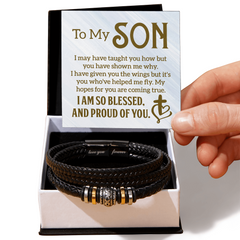 To My Son, I may have taught you how but you have shown me why - Men's "Love You Forever" Bracelet