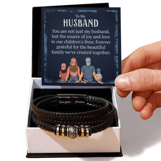 "To My Husband, the source of joy and love - Men's "Love You Forever" Bracelet - GLiMOT