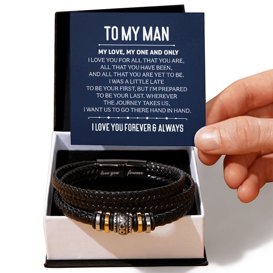 TO MY MAN MY LOVE, MY ONE AND ONLY - Men's "Love You Forever" Bracelet - GLiMOT