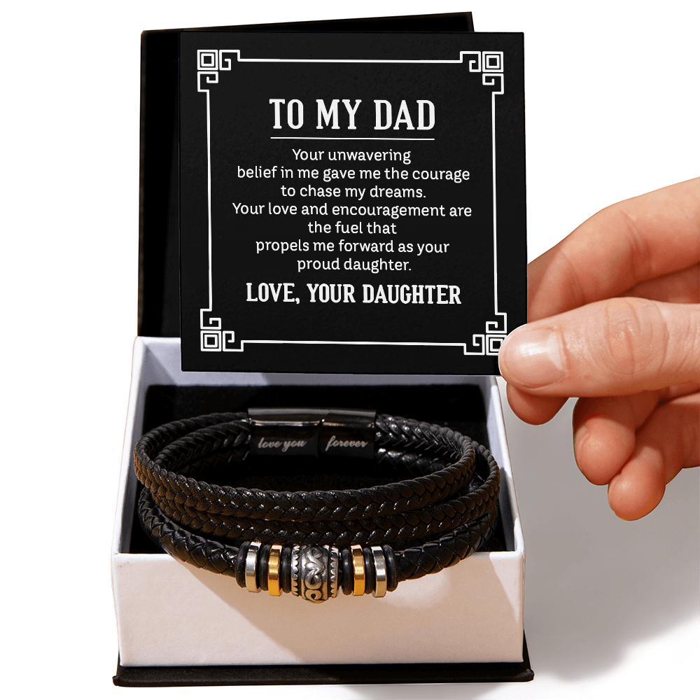 "Gift for Dad from Daughter. Your Unwavering belief in me " - Men's "Love You Forever" Bracelet - GLiMOT