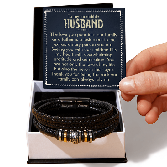 Men's "Love You Forever" Bracelet - To my incredible HUSBAND, The love you pour into our family as a father - GLiMOT
