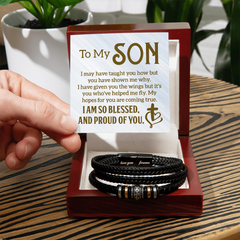 To My Son, I may have taught you how but you have shown me why - Men's "Love You Forever" Bracelet