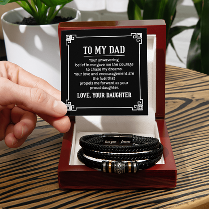 "Gift for Dad from Daughter. Your Unwavering belief in me " - Men's "Love You Forever" Bracelet - GLiMOT