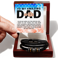 "Gift for Dad from Son. Thank You for your Love"  Men's "Love You Forever" Leather Bracelet