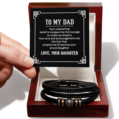 "Gift for Dad from Daughter. Your Unwavering belief in me " - Men's "Love You Forever" Bracelet