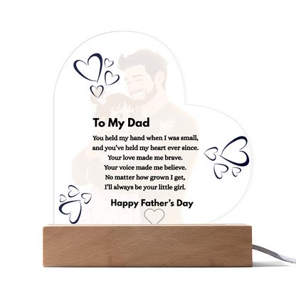 Personalized Father's Day Acrylic Plaque with LED Base – "To My Dad" Heart-Shaped Gift from Daughter - GLiMOT
