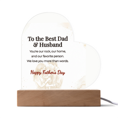 LED Heart Acrylic Plaque – To The Best Dad & Husband, Illuminated Display Decor, Meaningful Gift from Wife