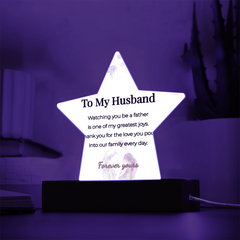 LED Star Acrylic Plaque for Husband – "Watching You Be A Father", Illuminated Keepsake Decor, Meaningful Father's Day Gift