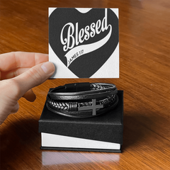 Blessed - Men's Cross Leather Bracelet