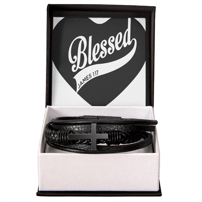 Blessed - Men's Cross Leather Bracelet