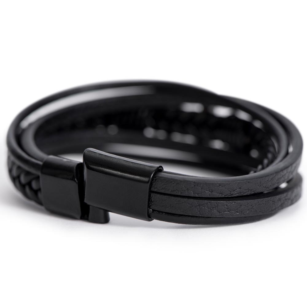 "Gift for Dad, Never forget that i Love you." -  Men's Cross Leather Bracelet - GLiMOT