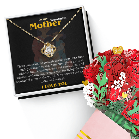 Forever Love Knot Necklace & Everlasting Flower Bouquet – A Heartfelt Gift for Mum - GLiMOT