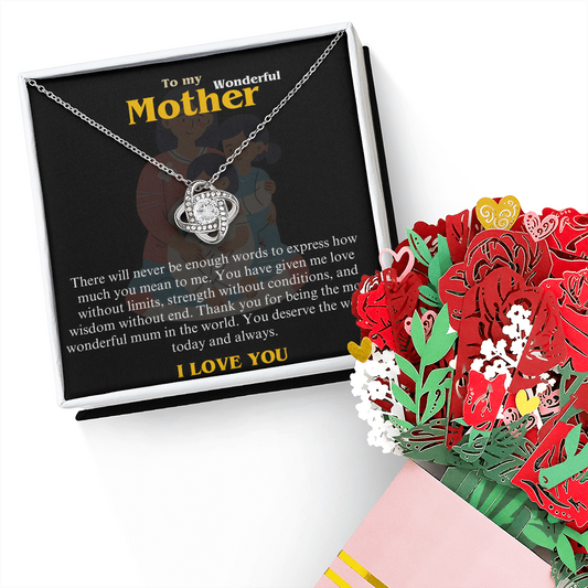 Forever Love Knot Necklace & Everlasting Flower Bouquet – A Heartfelt Gift for Mum - GLiMOT