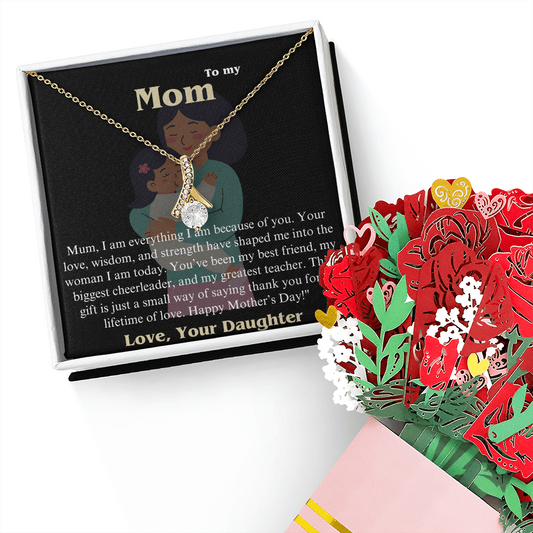 A Timeless Gift for Mum – Elegant Necklace & Everlasting Bouquet with a Heartfelt Message 💖🌸 - GLiMOT