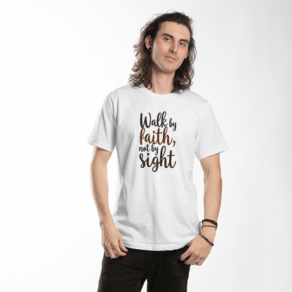 Walk By Faith Not By Sight" T-Shirt - Bella + Canvas 3001 Unisex Faith Tee - GLiMOT