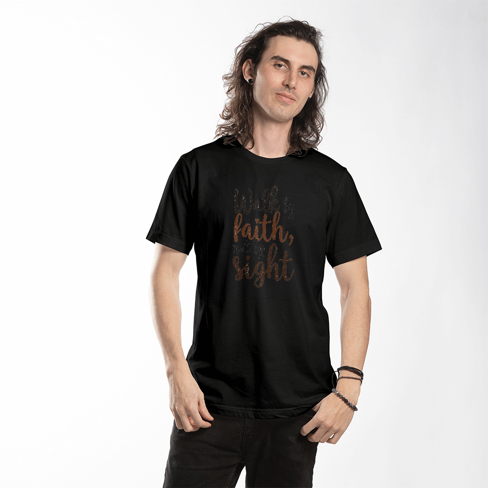 Walk By Faith Not By Sight" T-Shirt - Bella + Canvas 3001 Unisex Faith Tee - GLiMOT