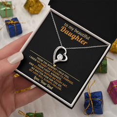 Dad to Daughter: "My Love Will Always Follow" Dazzling Heart Necklace