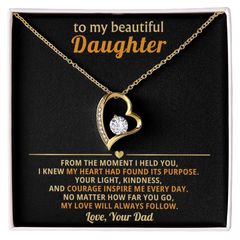 Dad to Daughter: "My Love Will Always Follow" Dazzling Heart Necklace