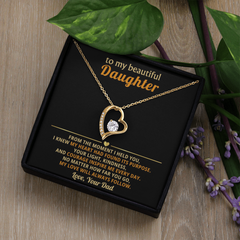 Dad to Daughter: "My Love Will Always Follow" Dazzling Heart Necklace