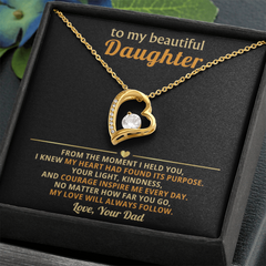 Dad to Daughter: "My Love Will Always Follow" Dazzling Heart Necklace