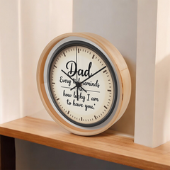 Heartfelt Dad Wall Clock - Sentimental Wooden Frame 10-inch Clock for Father's Day (Customizable with your words)