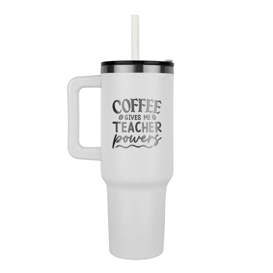 Coffee Gives Me Teacher Power" 40oz Insulated Premium Tumbler - GLiMOT