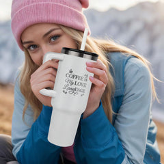 Coffee Is My Love Language" 40oz Laser Engraved Stainless Steel Travel Tumbler