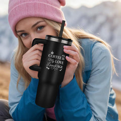 Coffee Is My Love Language" 40oz Laser Engraved Stainless Steel Travel Tumbler