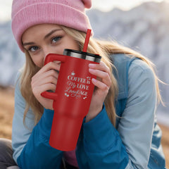 Coffee Is My Love Language" 40oz Laser Engraved Stainless Steel Travel Tumbler