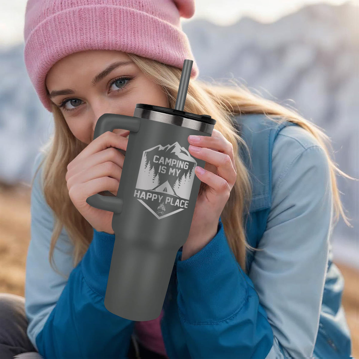 Coffee Is My Happy Place Tumbler – Premium Insulated Stainless Steel Camping Tumbler - GLiMOT