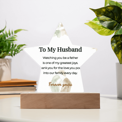 LED Star Acrylic Plaque for Husband – "Watching You Be A Father", Illuminated Keepsake Decor, Meaningful Father's Day Gift