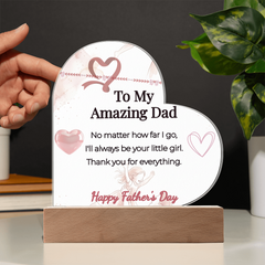 "I'll Always Be Your Little Girl" LED Heart Acrylic Plaque – Father's Day Gift From Daughter