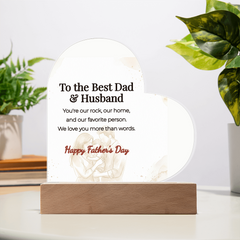 LED Heart Acrylic Plaque – To The Best Dad & Husband, Illuminated Display Decor, Meaningful Gift from Wife