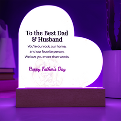 LED Heart Acrylic Plaque – To The Best Dad & Husband, Illuminated Display Decor, Meaningful Gift from Wife