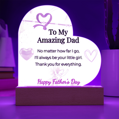 "I'll Always Be Your Little Girl" LED Heart Acrylic Plaque – Father's Day Gift From Daughter