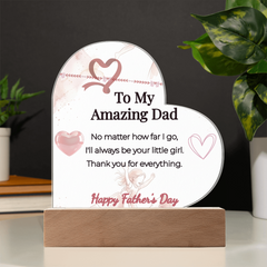 "I'll Always Be Your Little Girl" LED Heart Acrylic Plaque – Father's Day Gift From Daughter