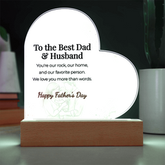 LED Heart Acrylic Plaque – To The Best Dad & Husband, Illuminated Display Decor, Meaningful Gift from Wife