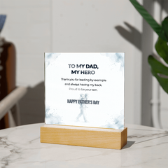 "Proud To Be Your Son" LED Acrylic Night Light,  Square Desk Decor – Father's Day Gift From Son