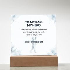 "Proud To Be Your Son" LED Acrylic Night Light,  Square Desk Decor – Father's Day Gift From Son