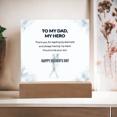 "Proud To Be Your Son" LED Acrylic Night Light,  Square Desk Decor – Father's Day Gift From Son