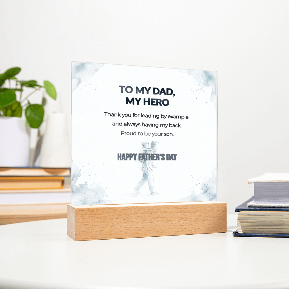 "Proud To Be Your Son" LED Acrylic Night Light, Square Desk Decor – Gift From Son