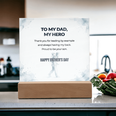 "Proud To Be Your Son" LED Acrylic Night Light,  Square Desk Decor – Father's Day Gift From Son