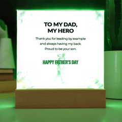 "Proud To Be Your Son" LED Acrylic Night Light,  Square Desk Decor – Father's Day Gift From Son