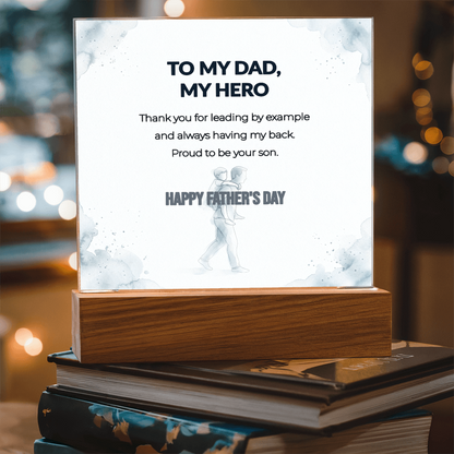"Proud To Be Your Son" LED Acrylic Night Light, Square Desk Decor – Gift From Son