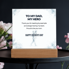 "Proud To Be Your Son" LED Acrylic Night Light,  Square Desk Decor – Father's Day Gift From Son