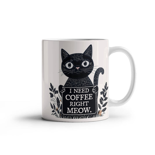 I Need Coffee Right Meow Ceramic Mug – Purr-fect for Cat Lovers - GLiMOT
