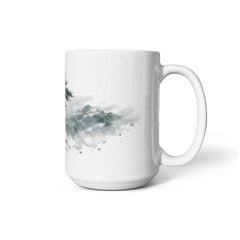 Winter Pine Tree Mug – Mountain Storm Watercolor Ceramic Mug, Strength and Endurance Gift for Nature Lovers